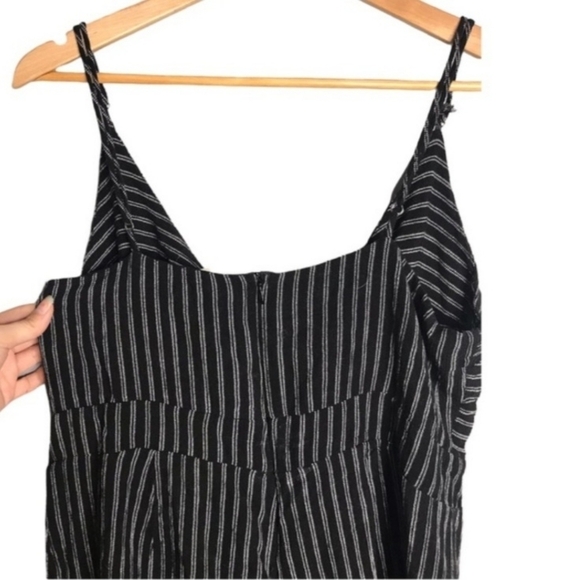 Honey Punch Tie Front Romper Black White Stripe Womens Medium M Adjustable Strap - Picture 6 of 14